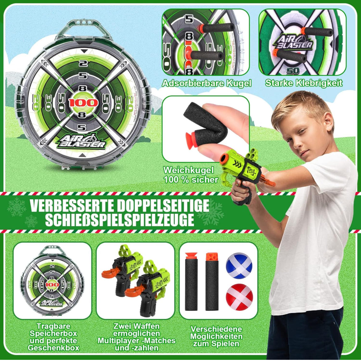 3 in 1 - Activity Game Target Shooting Games for Children Includes Portable Box Boys Birthday Children