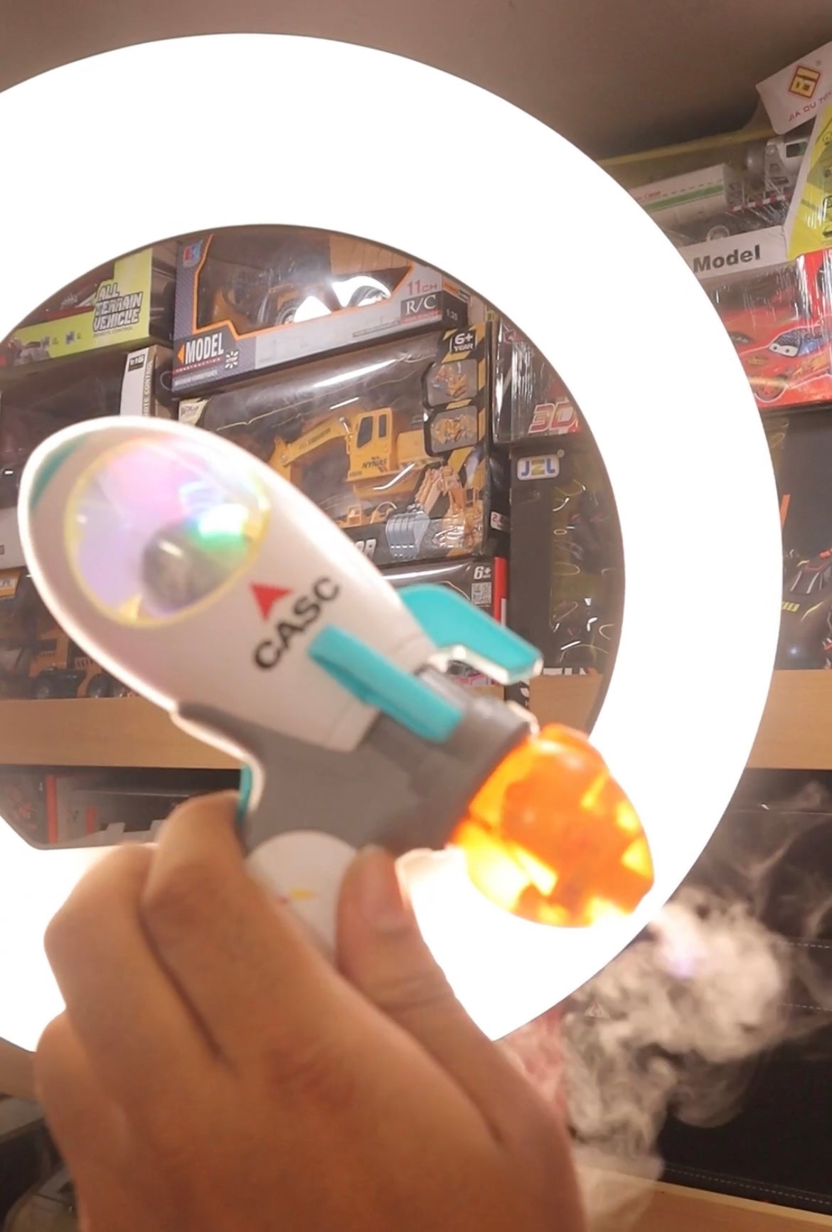 Rocket gun with smoke - Space Exploration Musical Gun with Moving Flashing Lights and Rotation Multi Color