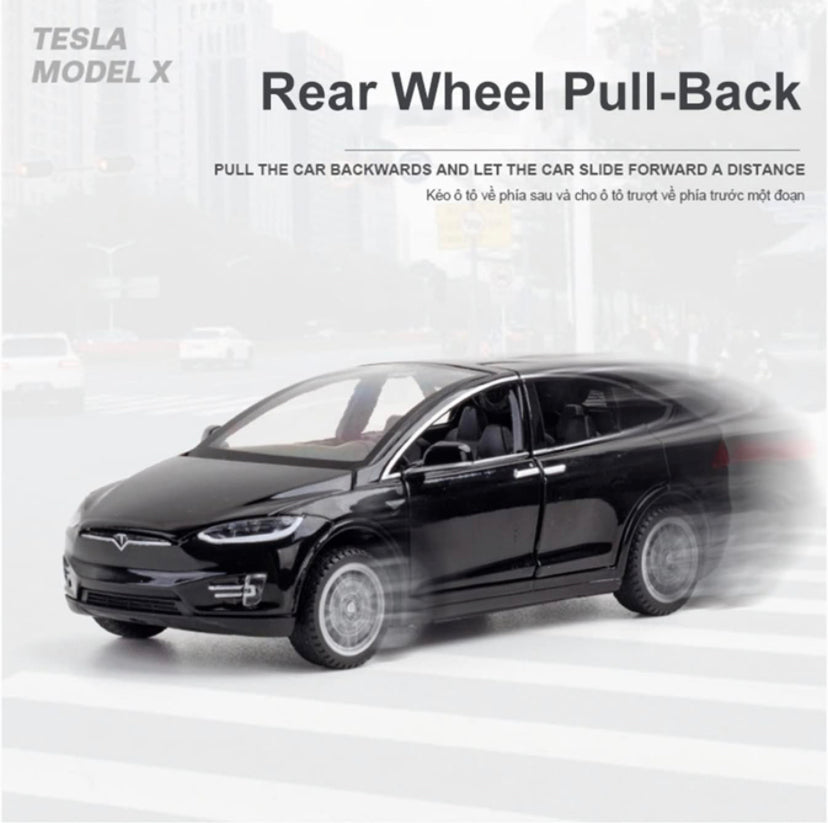 Tesla Model X Alloy Car with smoke and lights - tesla car metal body (1:24) scale model car