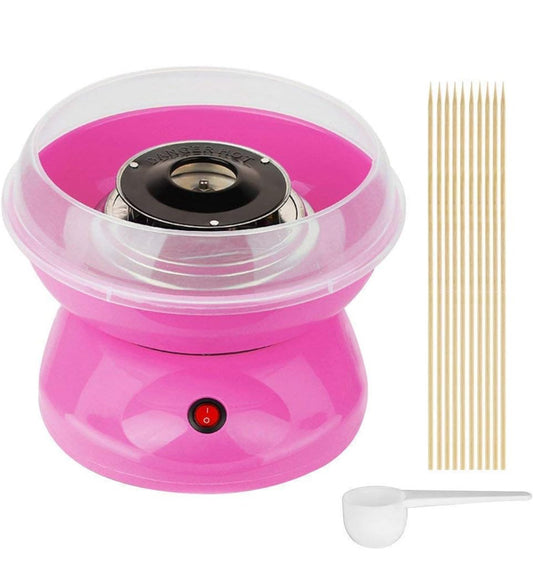 Cotton Candy Maker Machine Electric Sugar Floss Homemade Hard & Sugar Free Candy with Detachable Splash Guard + Sugar Spoon+ 10 Bamboo Sticks for Kids, Carnival Party, Kitchen Bakery Snacks - playmaster toys - hitesh nagpal toys