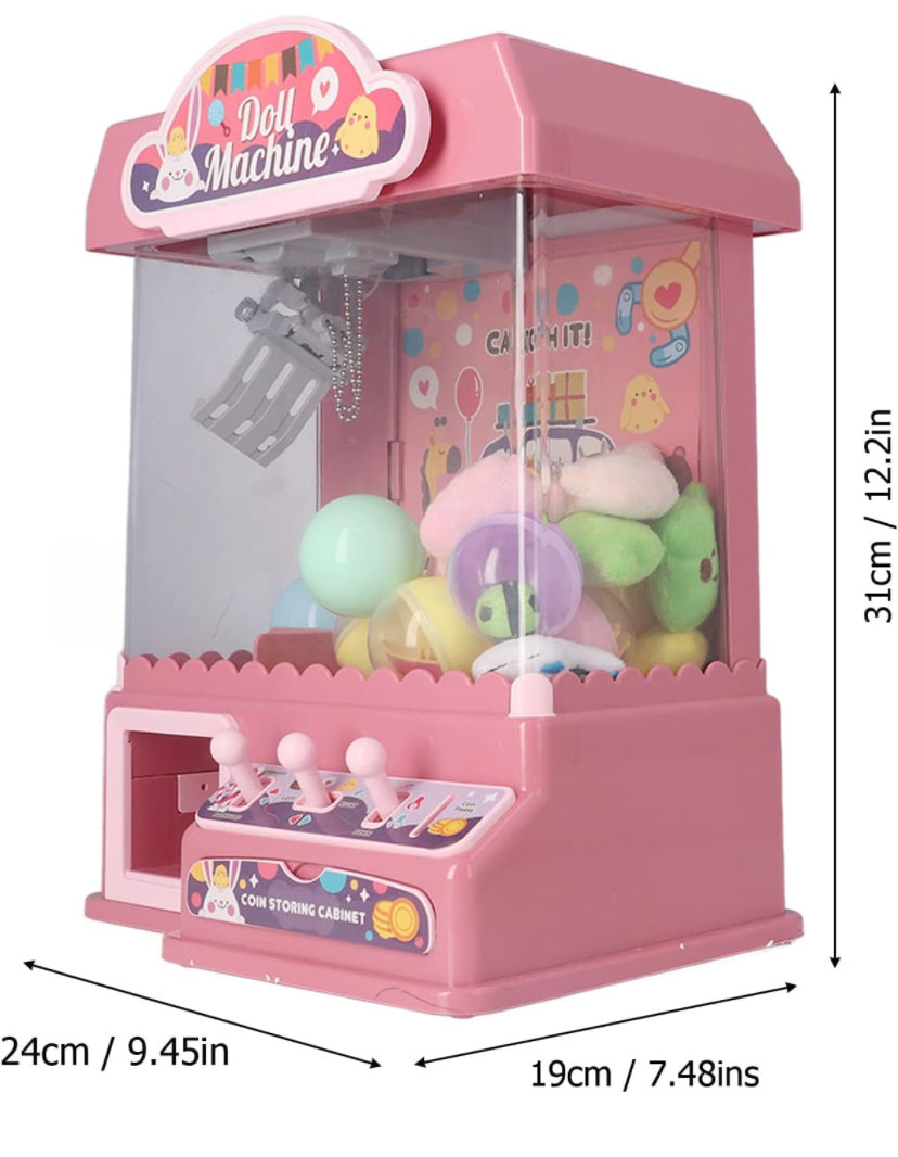 Mini Claw Machine for Kids, Doll Grabber Machine with Cool Light Music