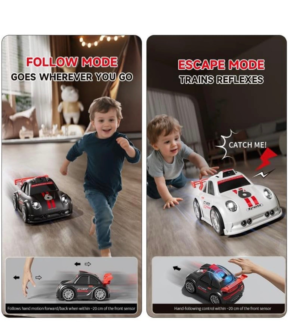 Mini  Remote Control RC Drift Racing Car with camera and LED Lights C Sports Car with Camera, Black and Red, Remote Control with Screen(Black and white )