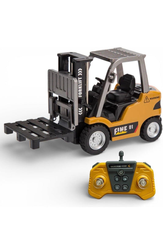 Super Mini RC fork Lift Truck Vehicle | 1:64 Scale Die-Cast Metal Body | Remote Control Engineering Toy Vehicle for Kidss | Realistic Simulation Styling (Truck 1.64 Scale)