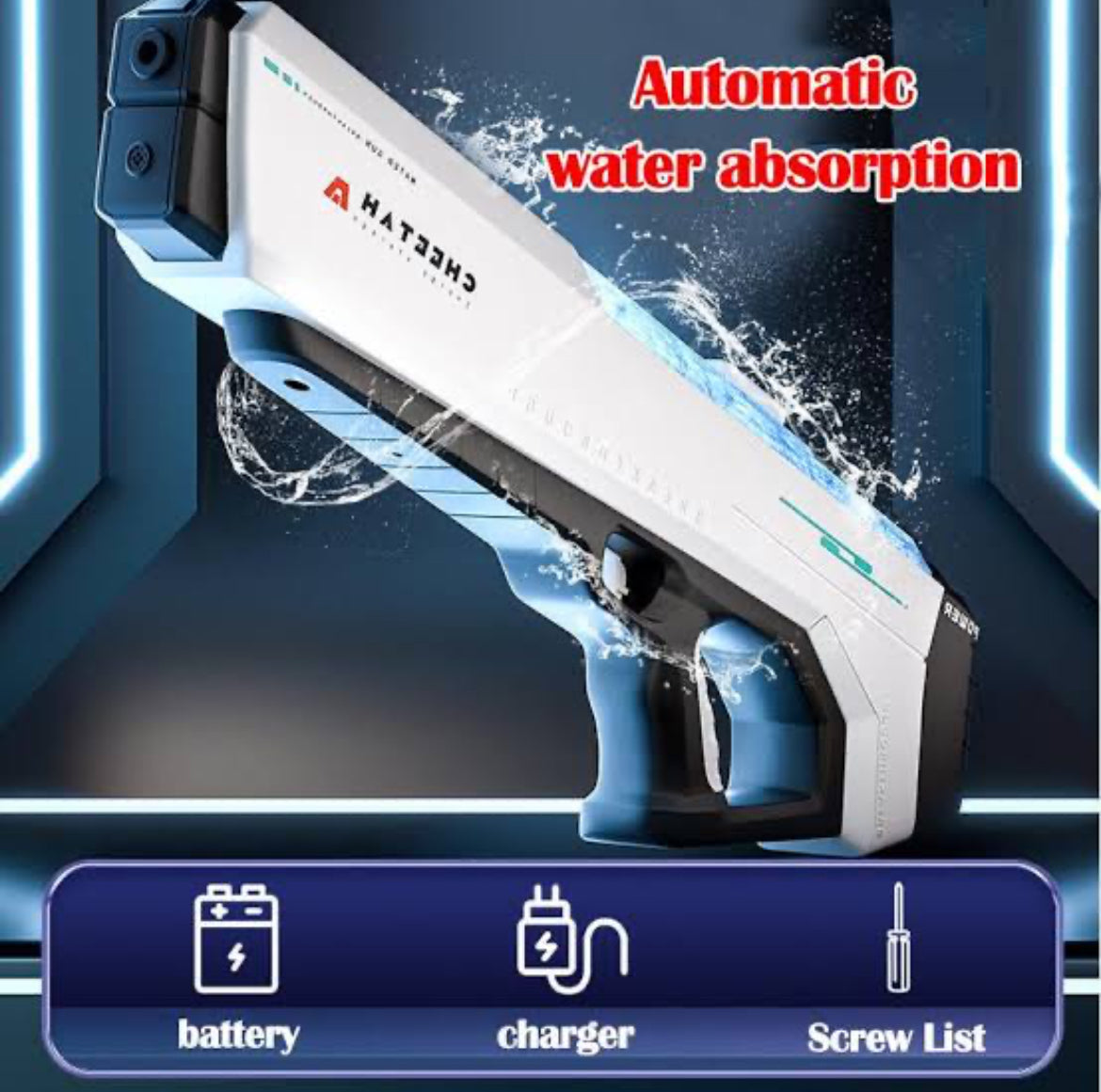 powerWater gun with high performance battery and auto absorption system of 600 ml water