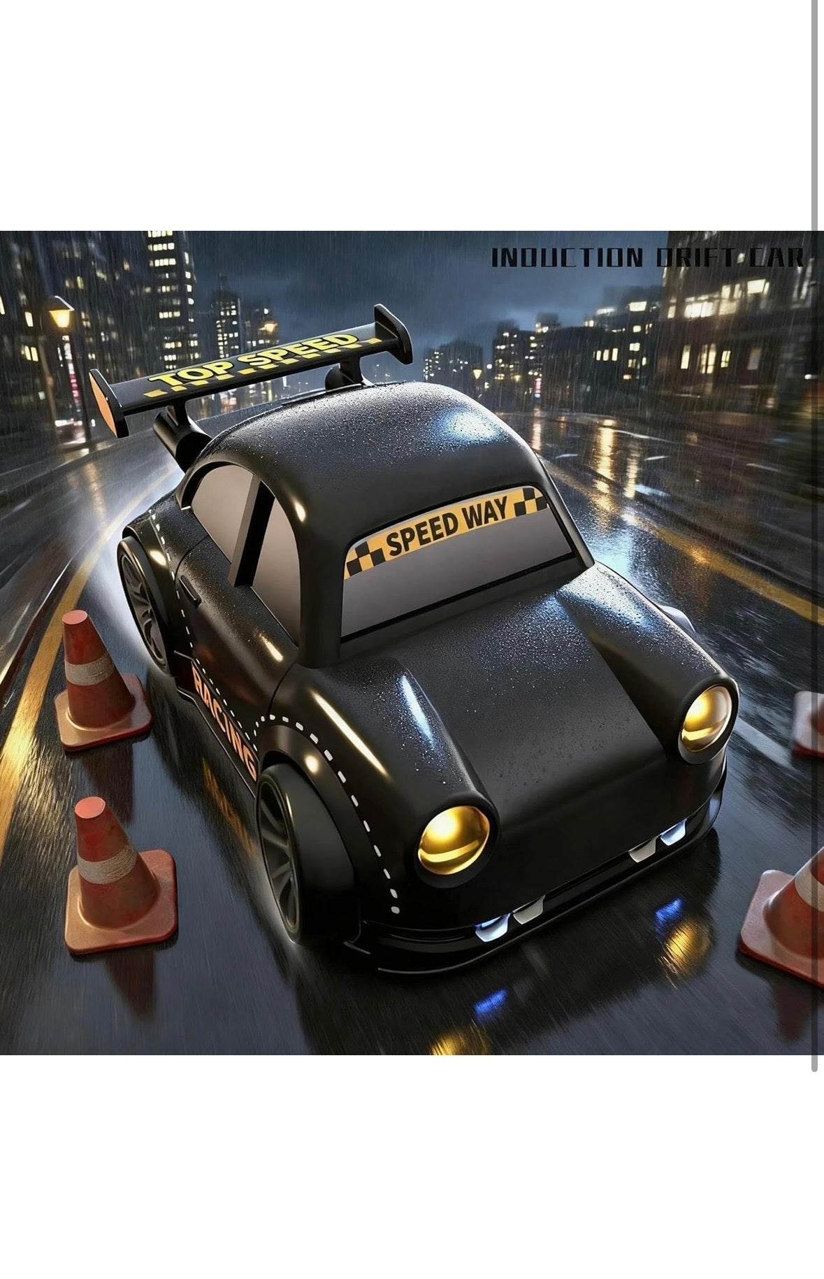 Remote Control RC Drift Racing Car with LED Lights Mini Dream Car Follow Me Toy Birthday Gift for for Kids Boys Girls (Black)