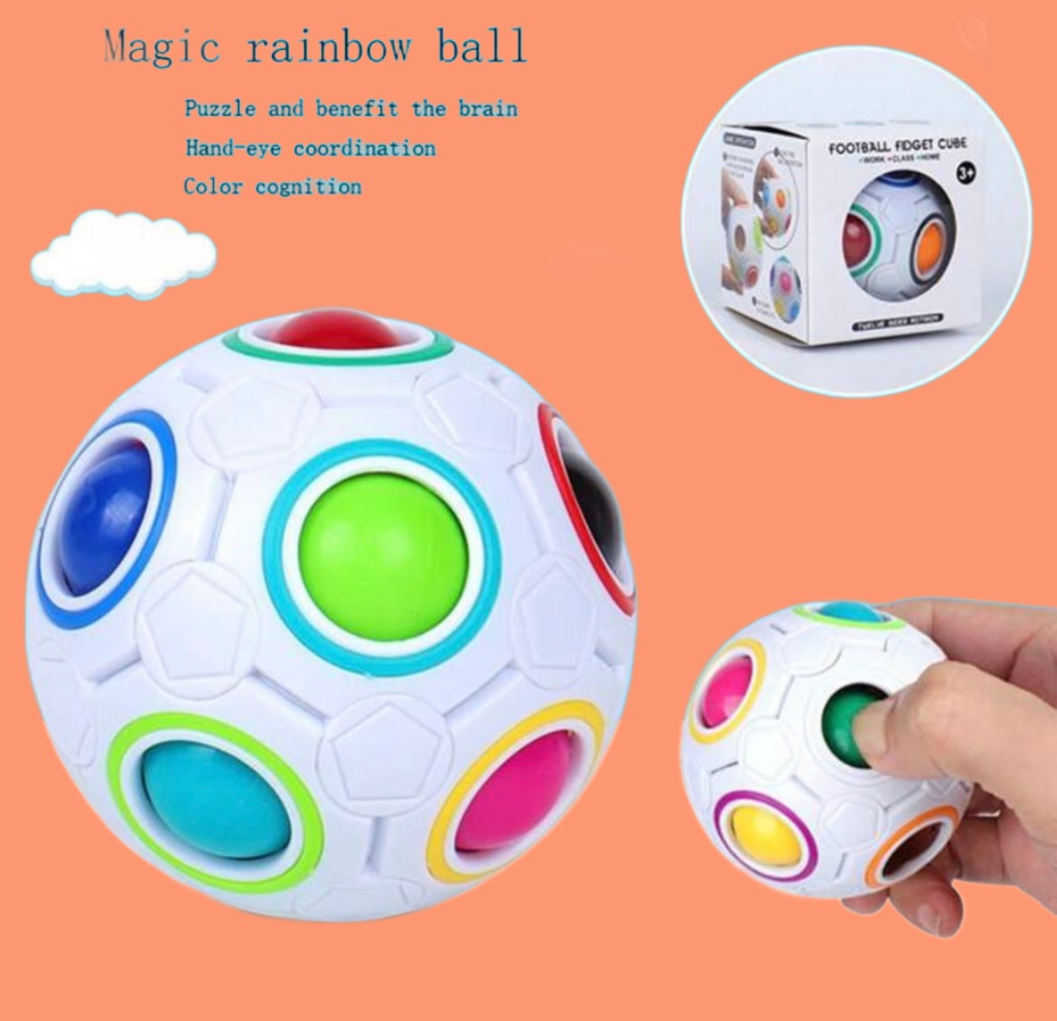 Magic Rainbow Ufo Ball,UFO rubik ball - Puzzle Ball Cube Brain Teasers Educational Toy For Kids & Adults,