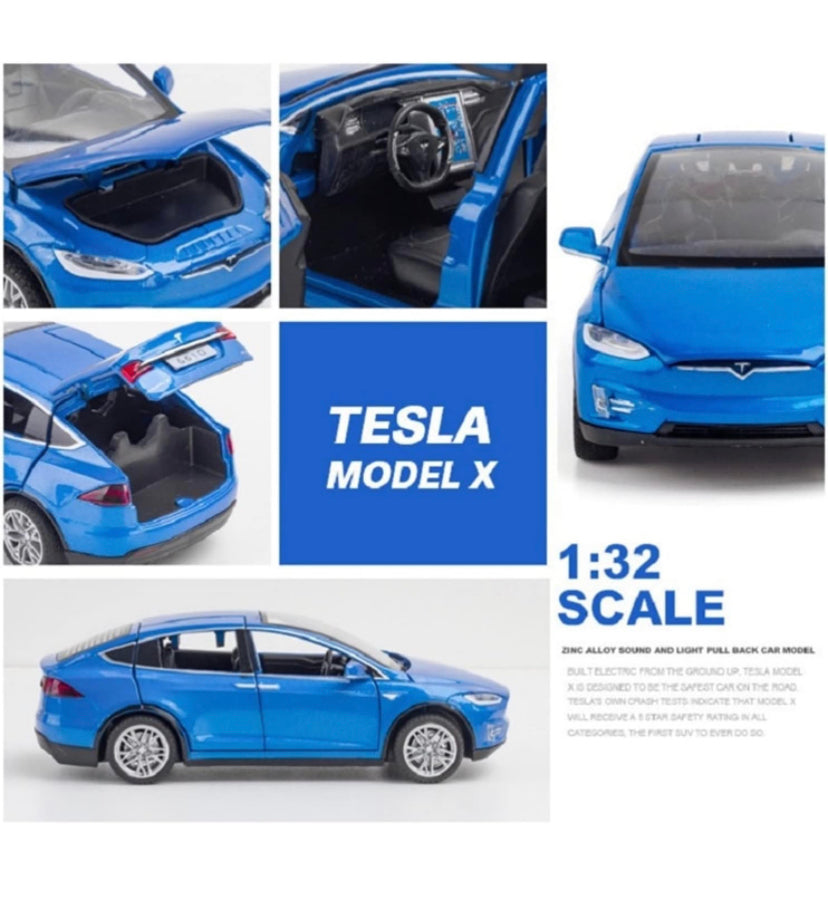 Tesla Model X Alloy Car with smoke and lights - tesla car metal body (1:24) scale model car