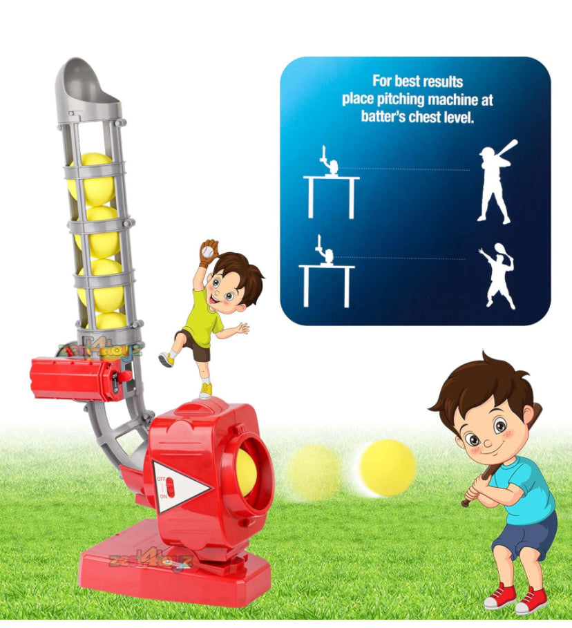 Baseball Pitcher for Kids Electronic Pitcher Machine Toy with Balls & Bat for Kids Outdoor Batting Practice