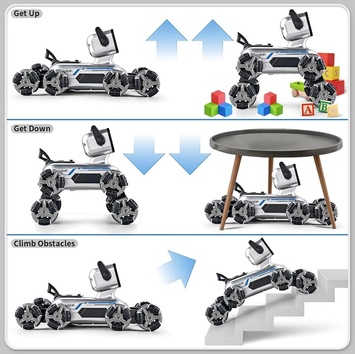 Premium RC Robot Dog, 8WD Remote-Control with Cool Light, 2.4Ghz All Terrain RC Stunt, Remote Control & Gesture Control Watch