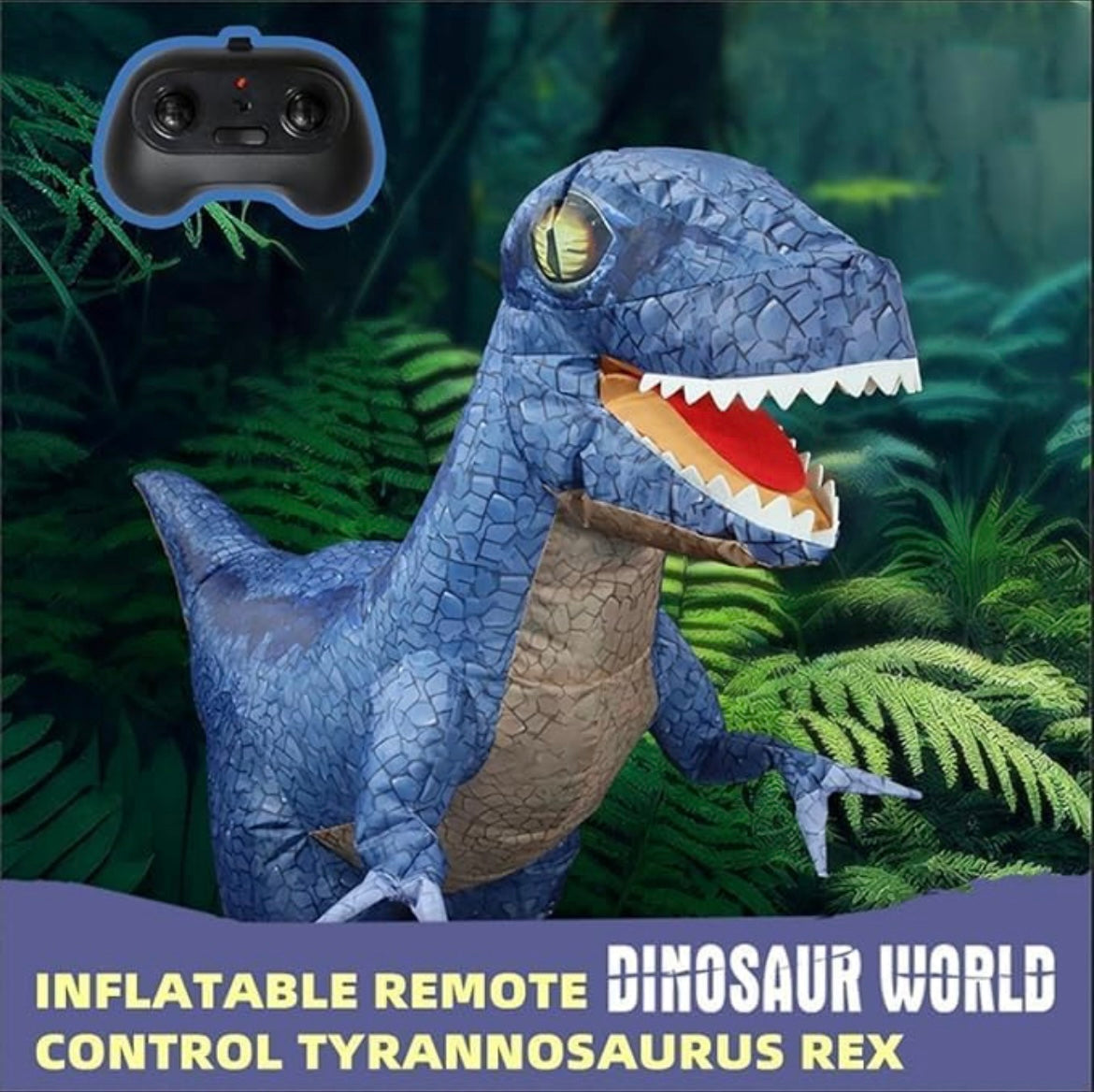 playmaster toys 3 Feet Inflatable Dinosaur RC Toy for Kids, Electric Dinosaur Toy with 360°Rotation, Rechargeable T-Rex RC Walking for Boys & Girls - self inflatable dinosaur