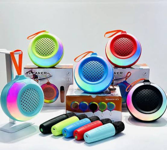 Colorful wireless ufo Bluetooth speaker microphone portable outdoor mini karaoke stereo column music center