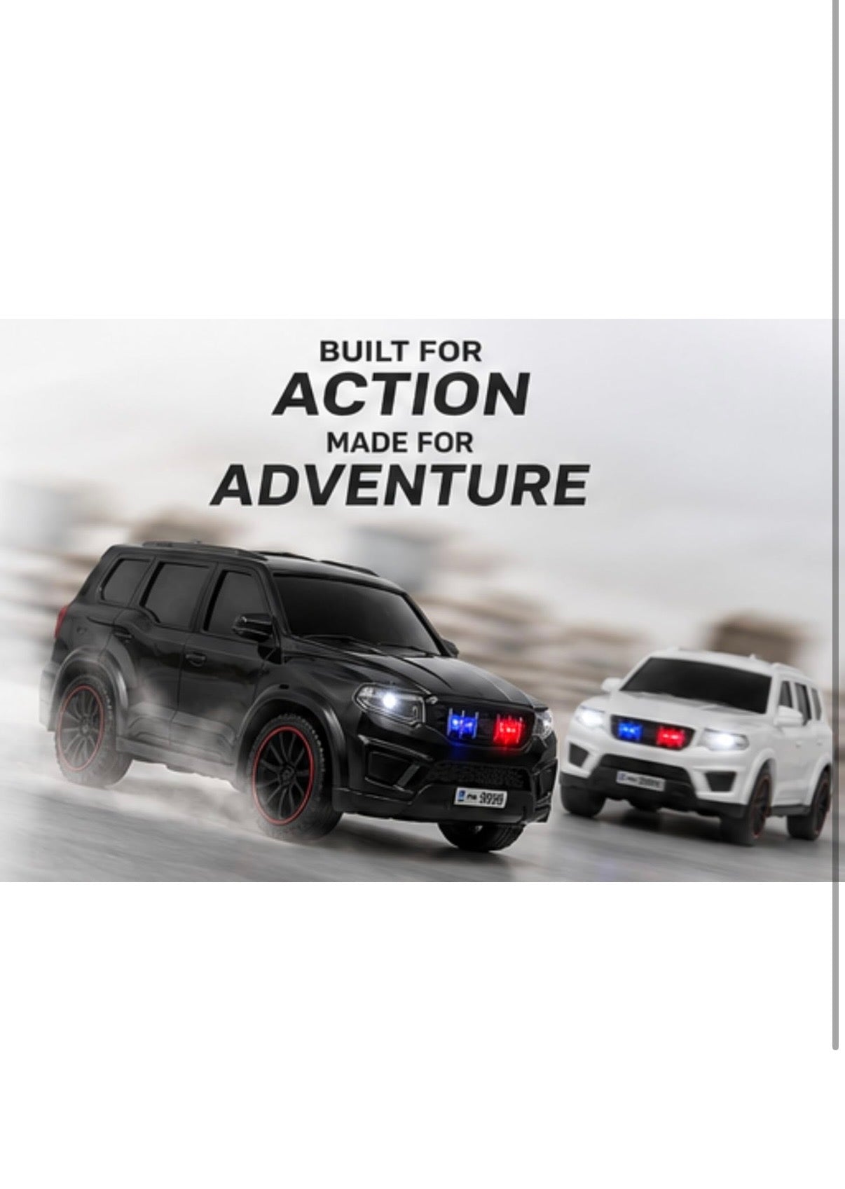 N RC Police SUV Car 1:18 Scale (Plastic) with Smoke Function, LED Headlights, Police Siren, 2.4GHz Remote, Type-C Rechargeable,
