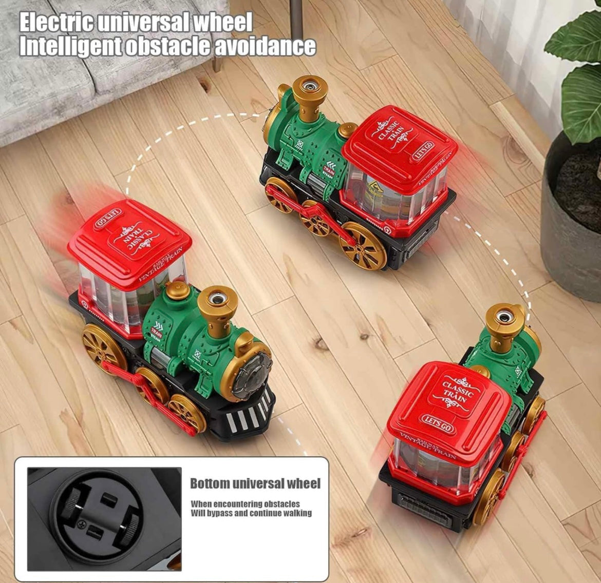 Kids Train Toys Electric Train Toy with Smokes, Light, Sound & Rotating Lamp