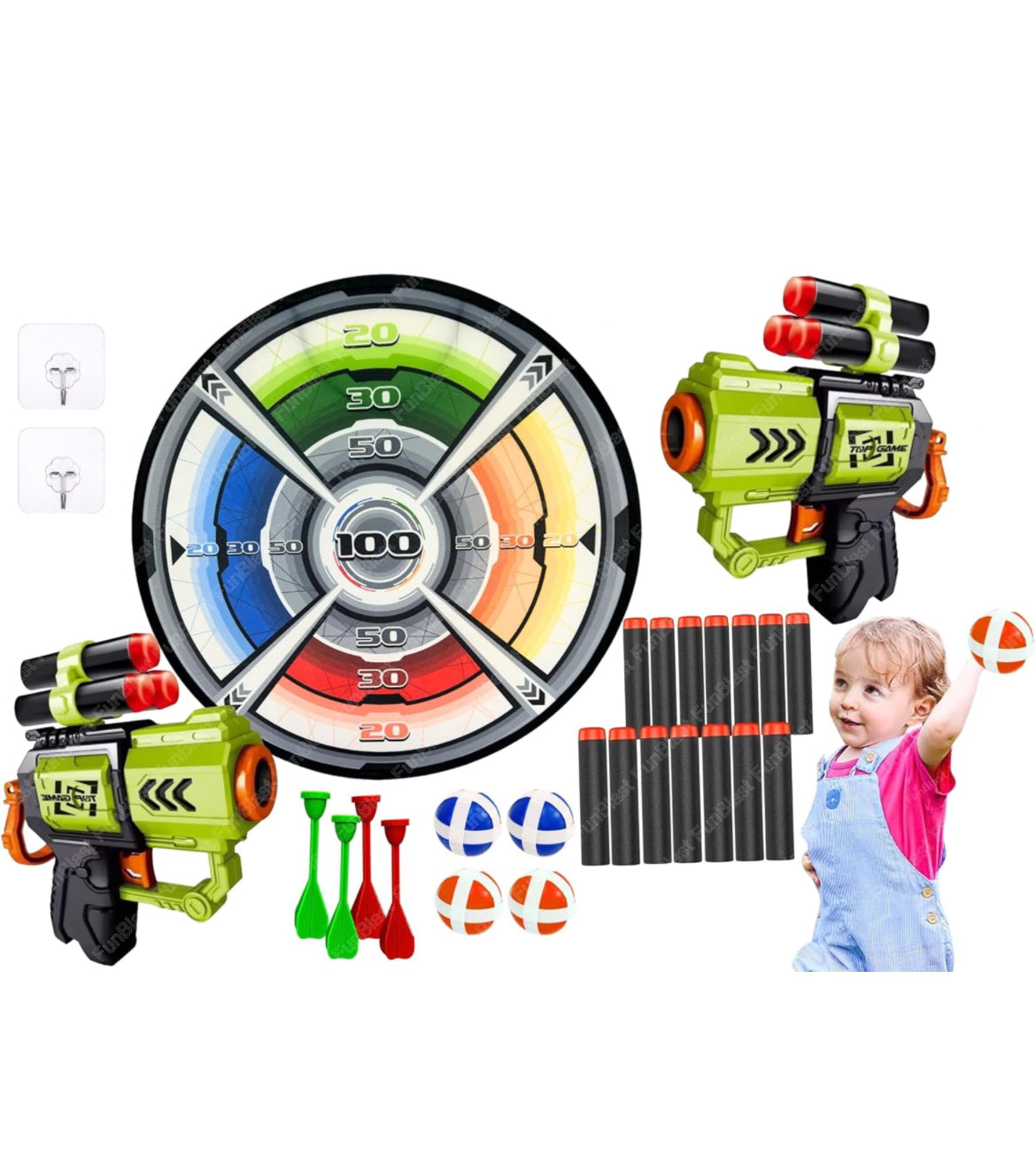 3 in 1 - Activity Game Target Shooting Games for Children Includes Portable Box Boys Birthday Children