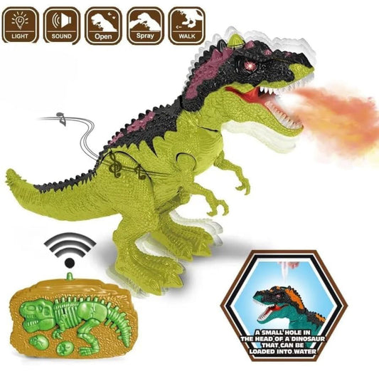 Remote control dinosaur with smoke - rc dino with lights and music water sprays