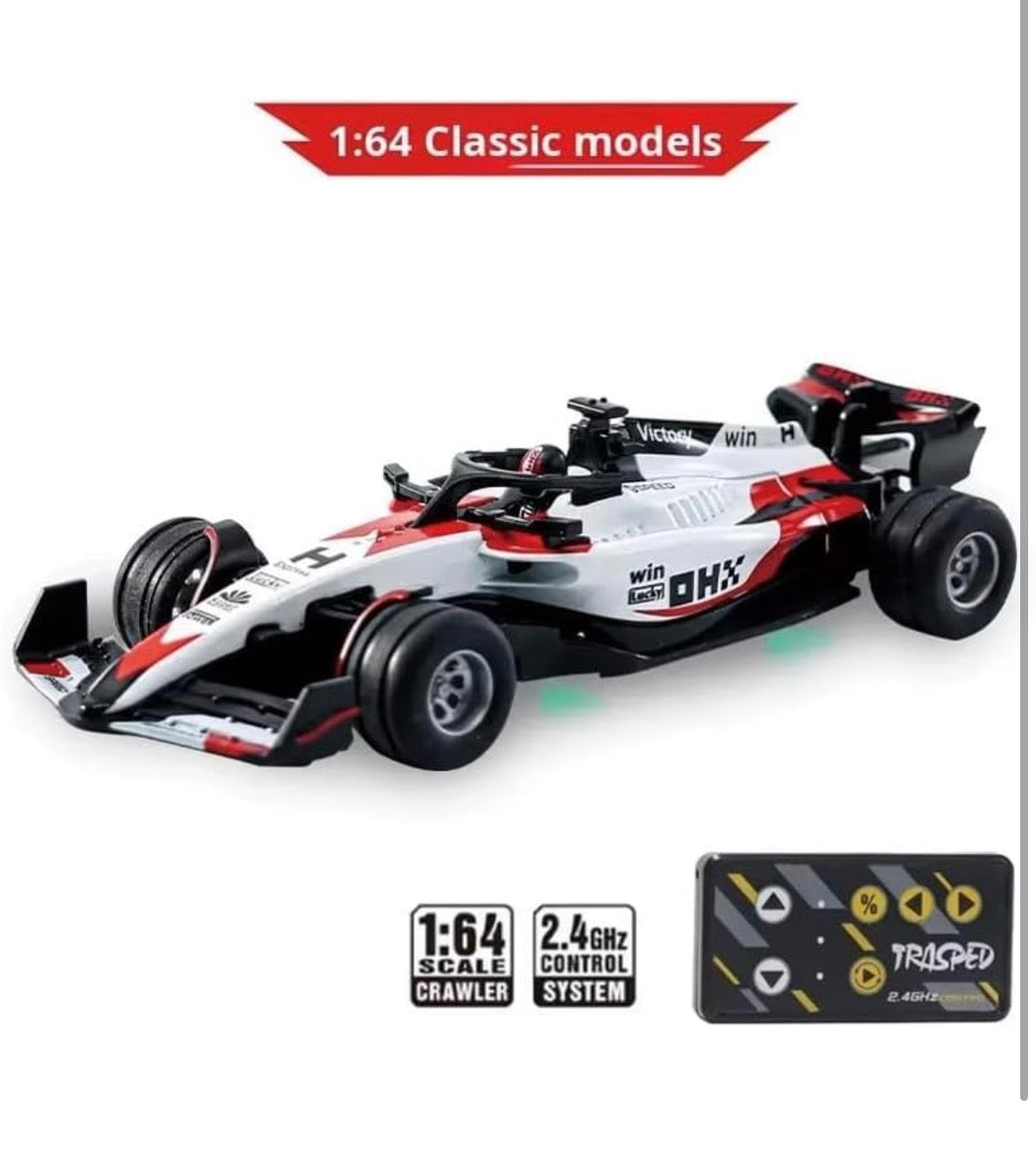 1:64 Die Cast Metal F1 Mini RC Racing Car with LED Lights – 2.4GHz Remote Control Car, 3-Speed Adjustable High Speed Alloy RC Car, USB Rechargeable Electric Toy Vehicle