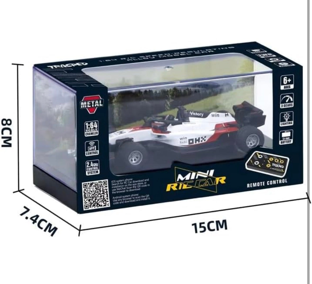 1:64 Die Cast Metal F1 Mini RC Racing Car with LED Lights – 2.4GHz Remote Control Car, 3-Speed Adjustable High Speed Alloy RC Car, USB Rechargeable Electric Toy Vehicle