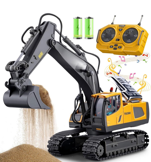 Remote Control Excavator Toys,11 Channel 1:20 RC Construction Vehicles,680° Rotation Hydraulic Car Toys,Truck Digger Toys
