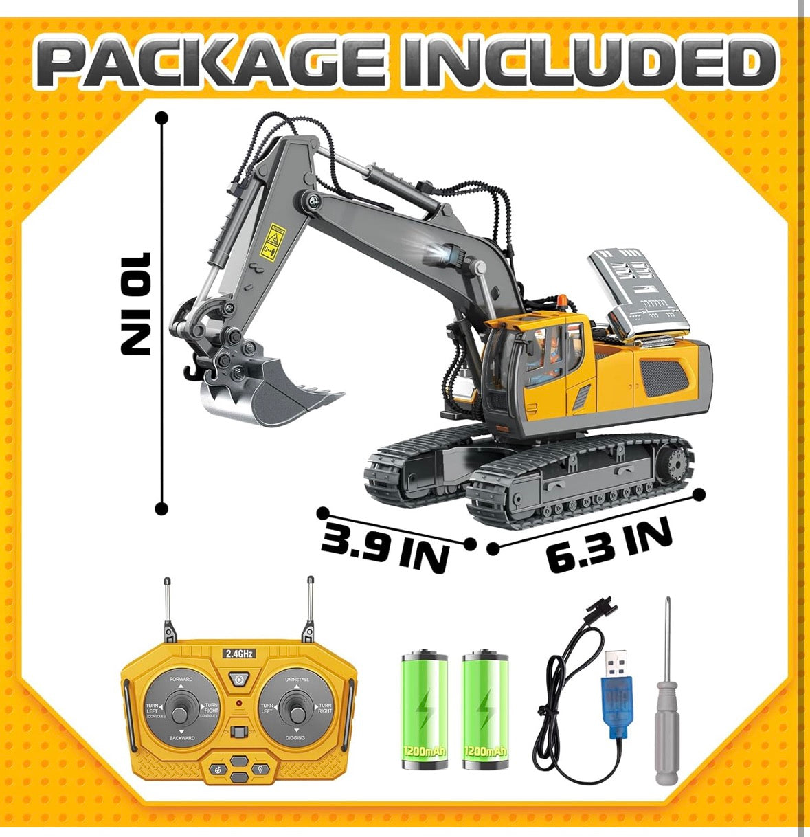 Remote Control Excavator Toys,11 Channel 1:20 RC Construction Vehicles,680° Rotation Hydraulic Car Toys,Truck Digger Toys