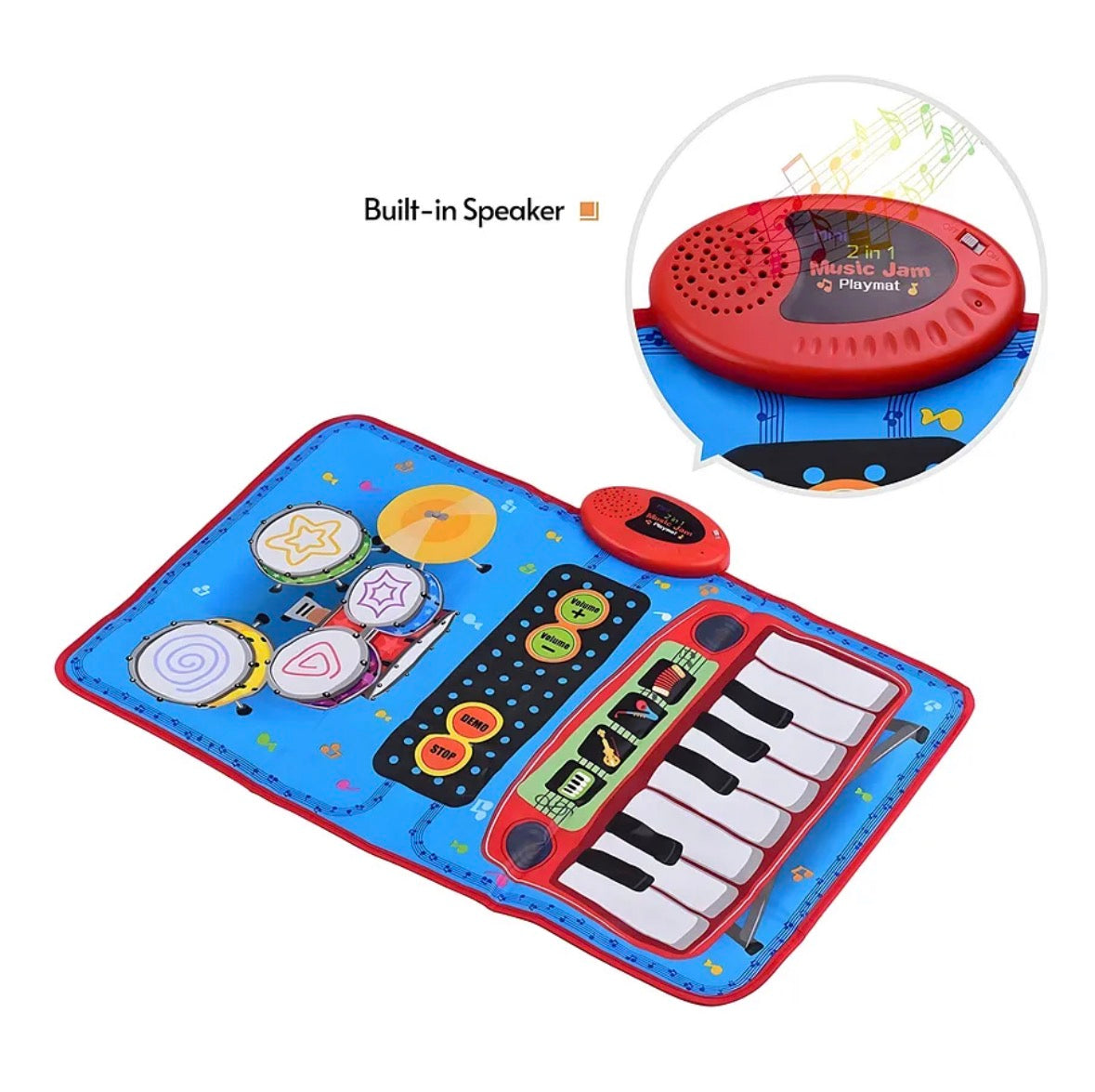2 in 1 Piano/Keyboard N Drum Musical Jam Playmat Touch Sensitive Playmate Foldable Musical Mat Toy