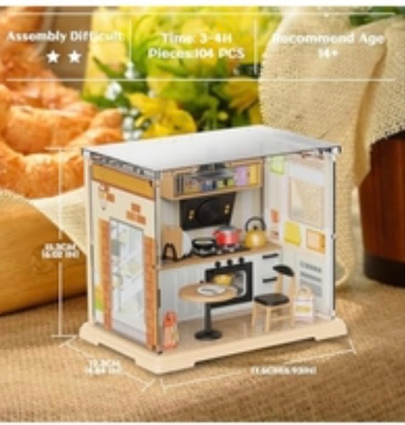 Kitchen Miniature House Kit, Mini Model Kits with Home Decor