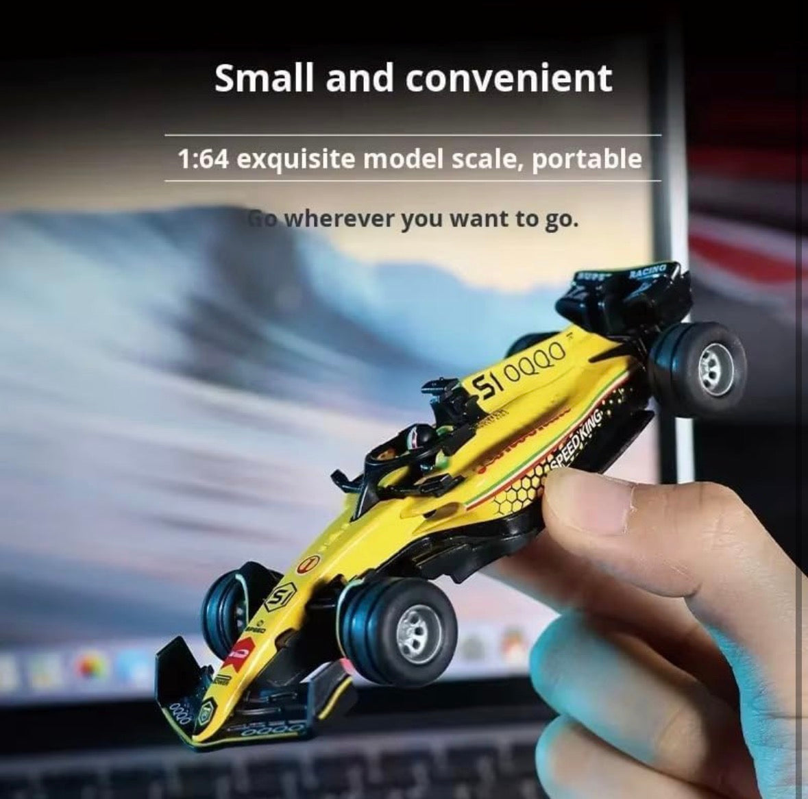 1:64 Die Cast Metal F1 Mini RC Racing Car with LED Lights – 2.4GHz Remote Control Car, 3-Speed Adjustable High Speed Alloy RC Car, USB Rechargeable Electric Toy Vehicle