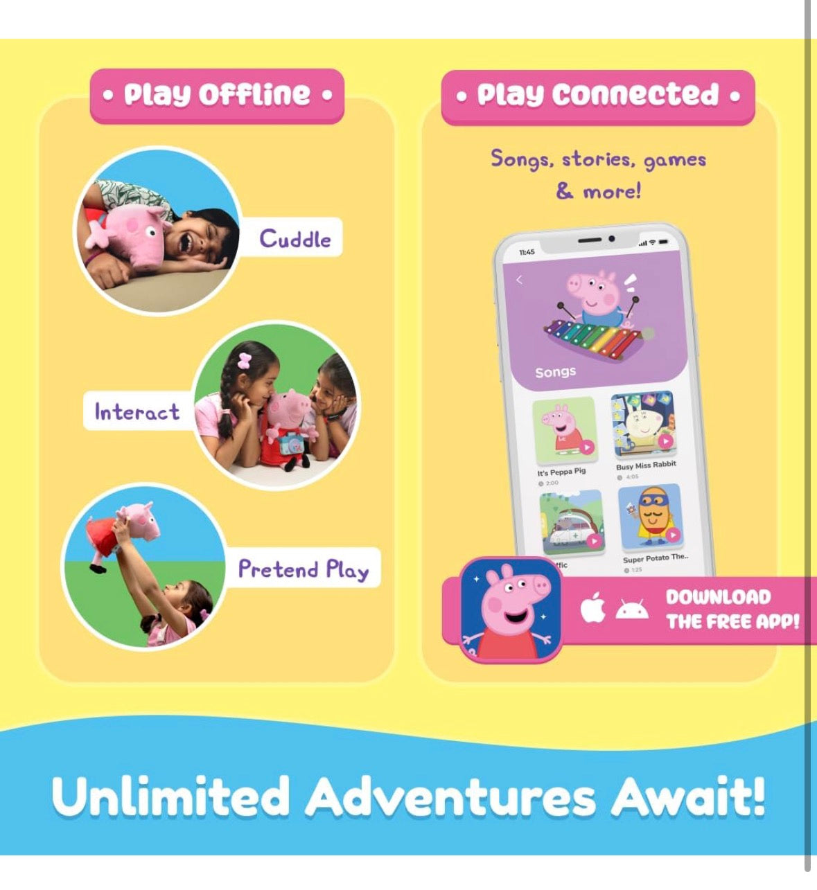 Peppa Pig Toy | Singing & Talking Plush | Interactive Soft Toy for Kids 3+ | Bluetooth Play with Rhymes, Stories & Pretend Play |