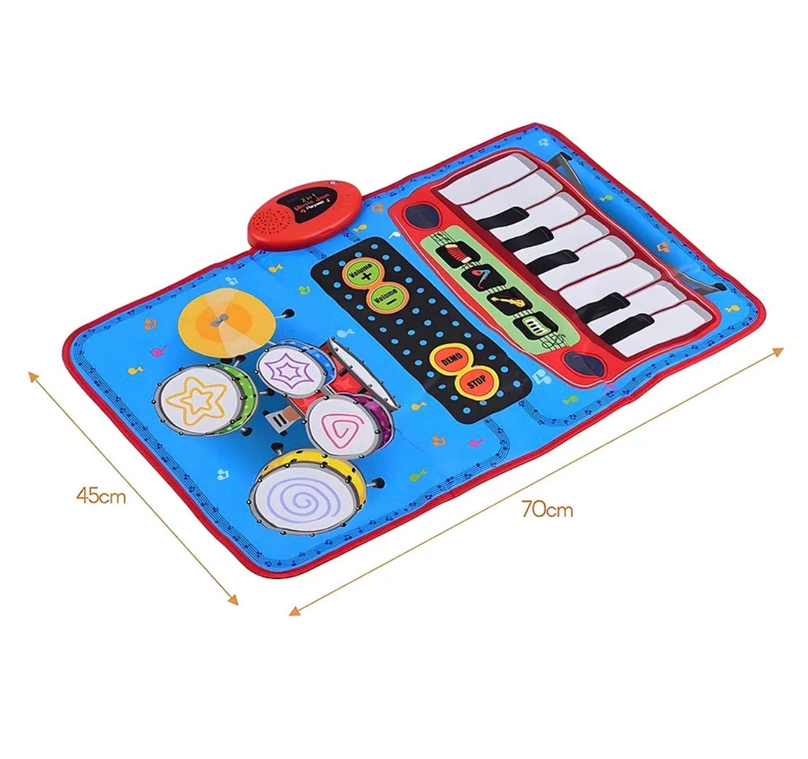 2 in 1 Piano/Keyboard N Drum Musical Jam Playmat Touch Sensitive Playmate Foldable Musical Mat Toy