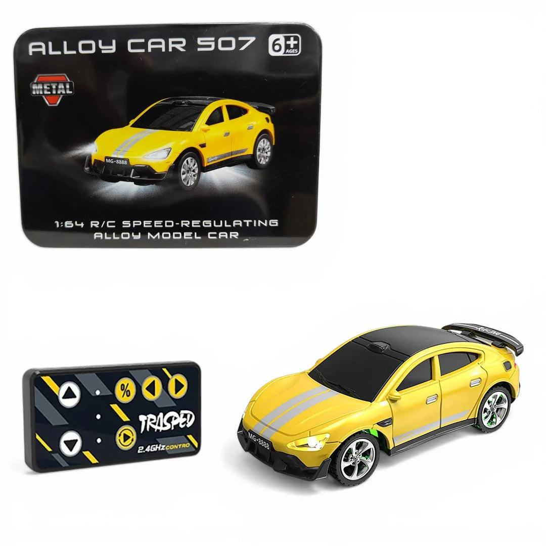 Super New 1:64 Die Cast Metal Mini RC Racing Car with LED Lights – 2.4GHz Remote Control Car, mobile app Controlled 3-Speed Adjustable High Speed Alloy RC Car, USB Rechargeable Electric Toy Vehicle.