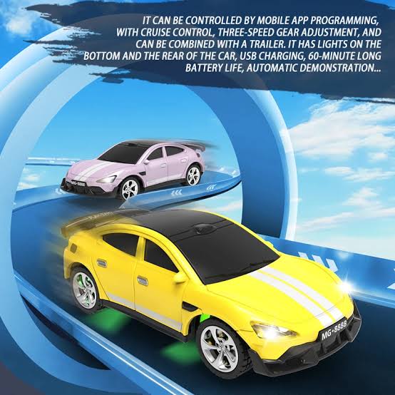 Super New 1:64 Die Cast Metal Mini RC Racing Car with LED Lights – 2.4GHz Remote Control Car, mobile app Controlled 3-Speed Adjustable High Speed Alloy RC Car, USB Rechargeable Electric Toy Vehicle.
