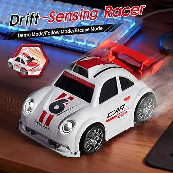 Mini  Remote Control RC Drift Racing Car with camera and LED Lights C Sports Car with Camera, Black and Red, Remote Control with Screen(Black and white )