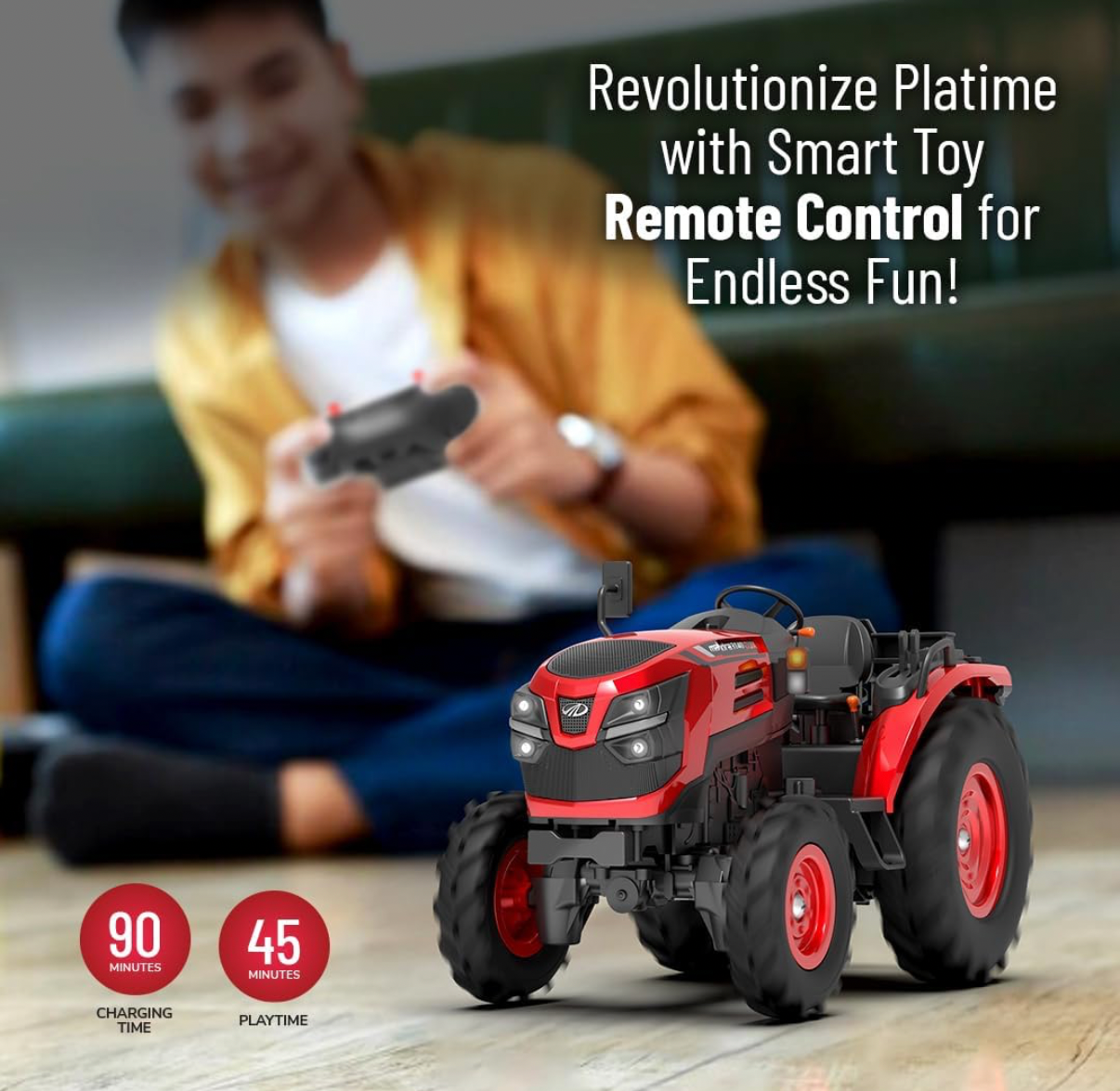 Original Mahindra OJA RC Tractor Toy for Kids | Remote Controlled ATV Truck | Type-C USB Rechargeable | in-Built Bluetooth Speakers | Orignally Licensed Model Vehicle |