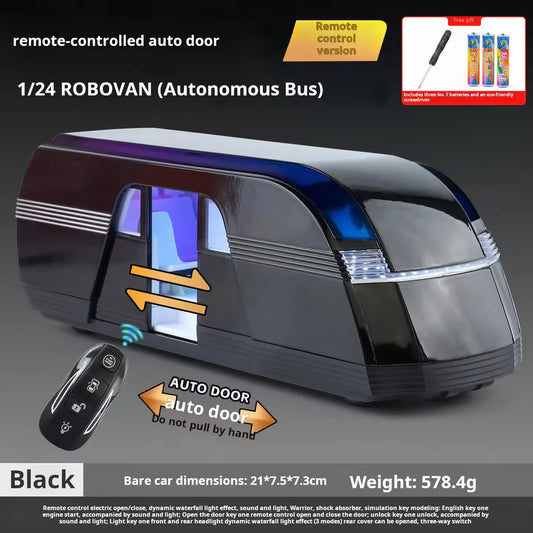 Tesla robovan Metal body Scale model 1/24  with one key car - diecast car with lights with remote controlled doors