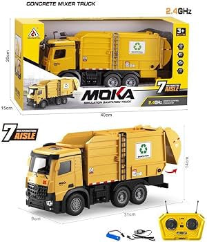 RC garbage Truck 2.4GHz Mobil sanitation garbage Truck Remote Control TRUCK -Auto Demo LED