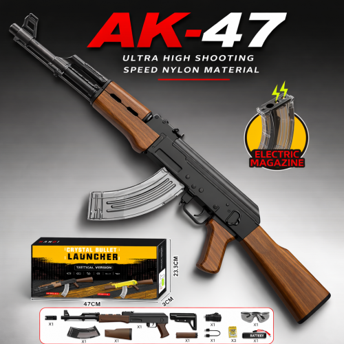 Black Color Ak 47 Jelly Gun with orbeez ball jelly - big size Automatic battery operated - blrechargeable- long length shot nylon material