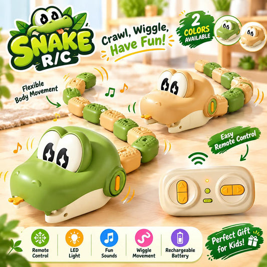 Playmaster Remote Control Dinosaur Car Toy for Kids with 8 Magnetic Mini Racing Cars, RC Snake Game Dinosaur Vehicle, one piece pop LED Lights & Sound Effects, Interactive Educational Toy Gift for Boys & Girl