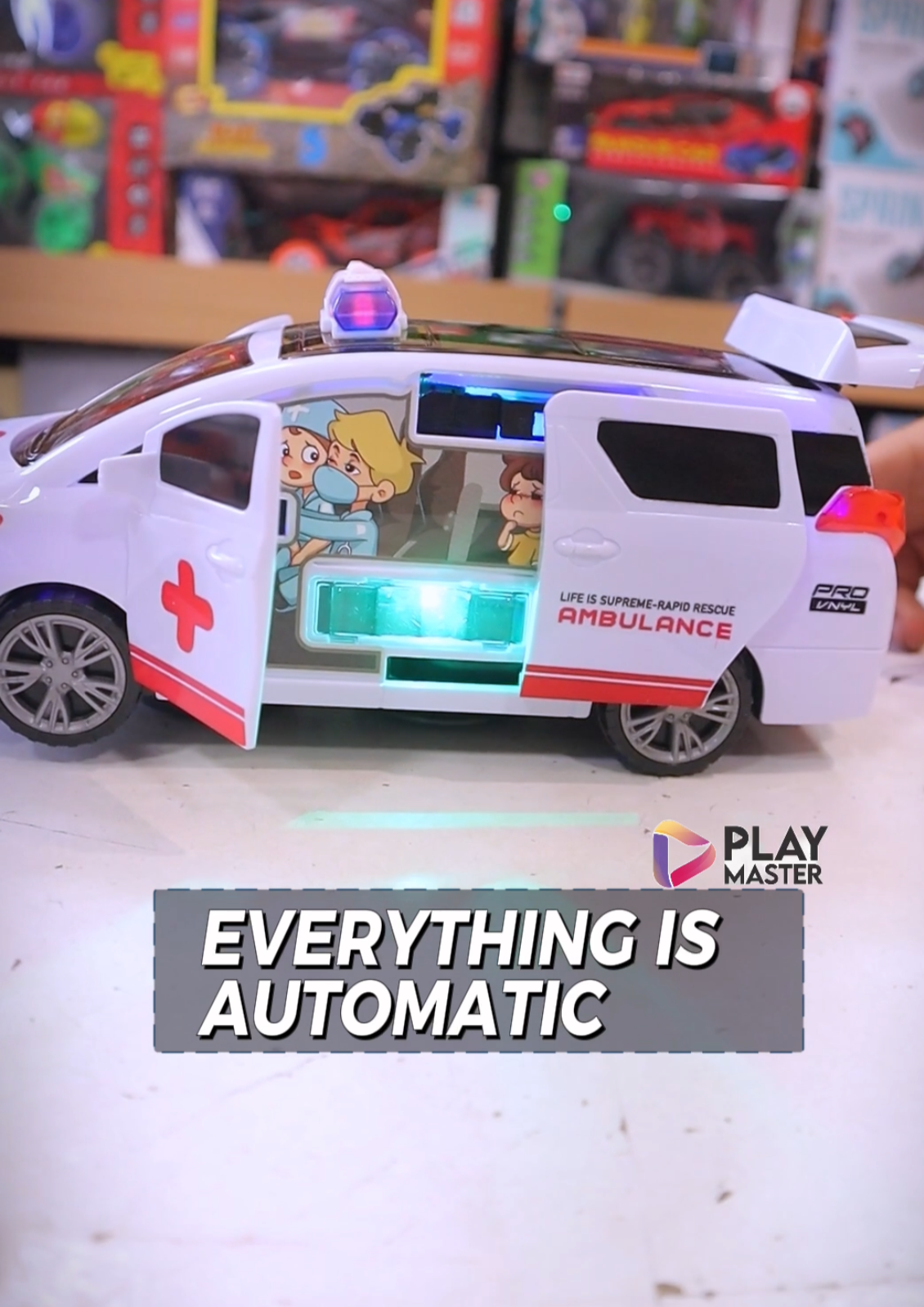 Dancing big size Ambulance Toy Car with 3d Light & Siren Sound Effects For Kids playmaster toys
