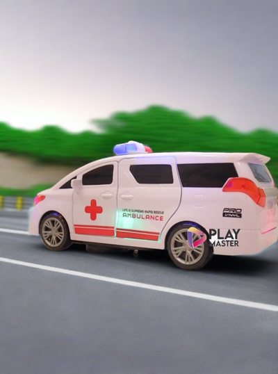Dancing big size Ambulance Toy Car with 3d Light & Siren Sound Effects For Kids playmaster toys