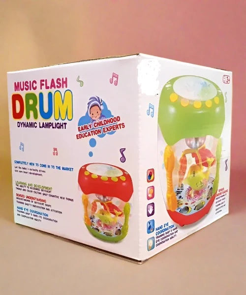 Fish Musical Rotating Drum Set for Kids with 3D Lights for Kids - musical FISH drum for KIDS 1-3 year kids