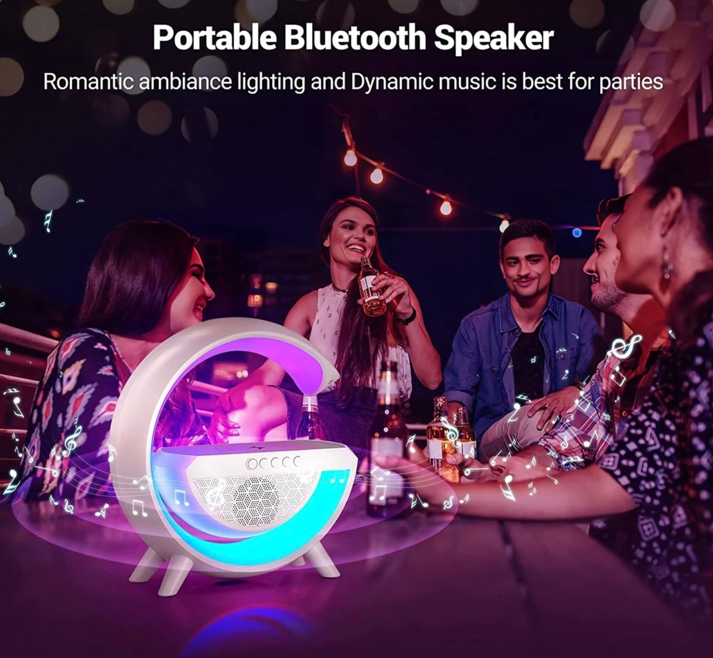 Google Speaker - Bluetooth Speaker with RGB Lights and Wireless charging station - G bluetooth speaker