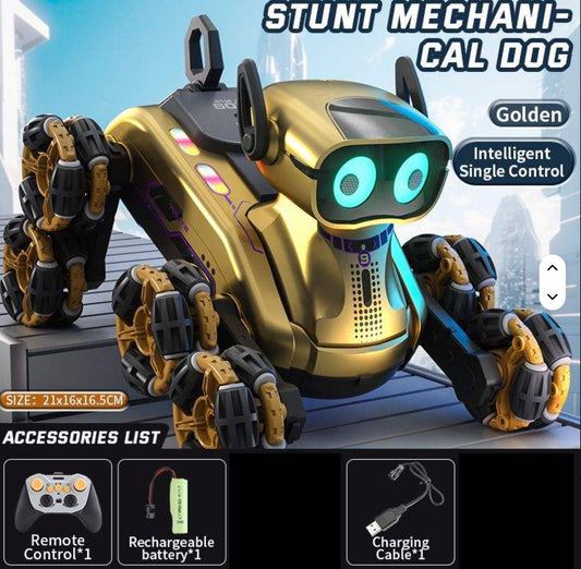 2.4GHz Eight-Wheel Stunt Robot Dog Remote Stunt Smart LED Face Robotic Toys Automatic Remote Control Dog