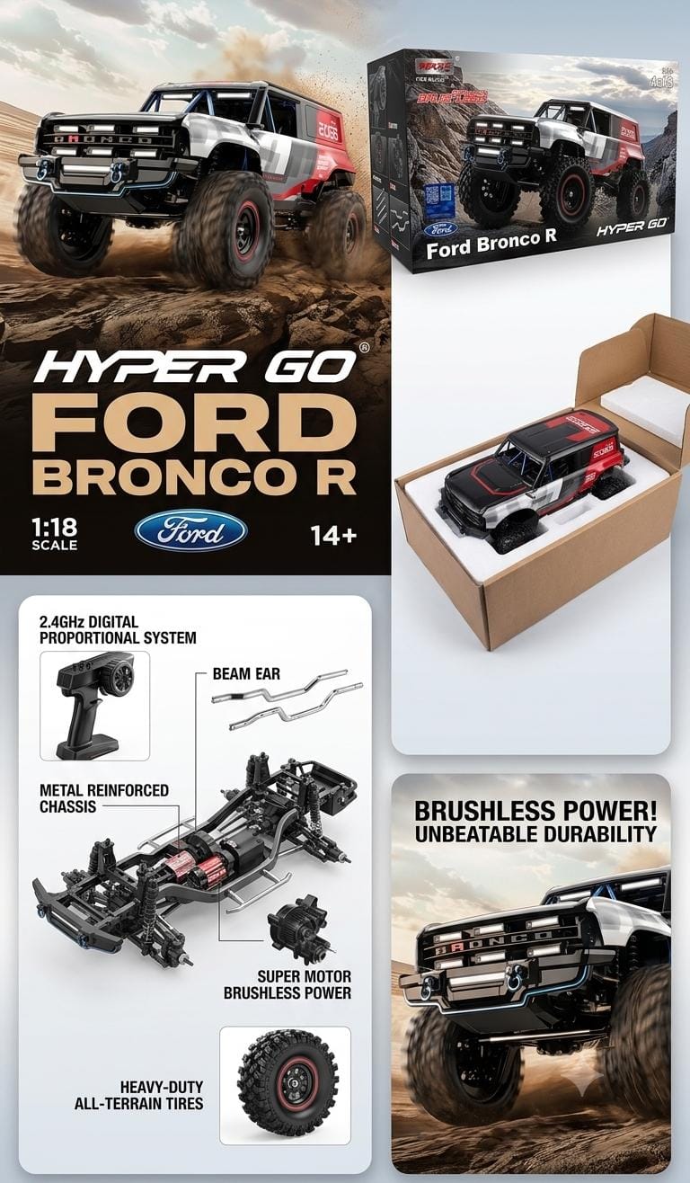 MJX Hyper Go H18P 1:18 Ford Bronco R Brushless 4WD RC Rock Crawler