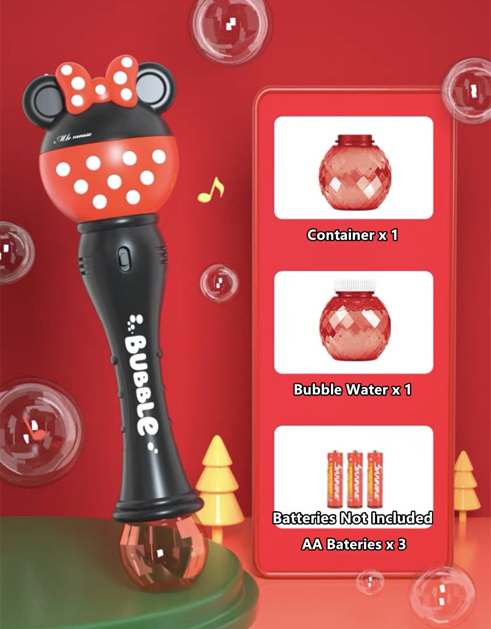 Minnie Mouse bubble Stick with lights and music- bubble gun toy with lights - Cow bubble stick toy - playmaster toys