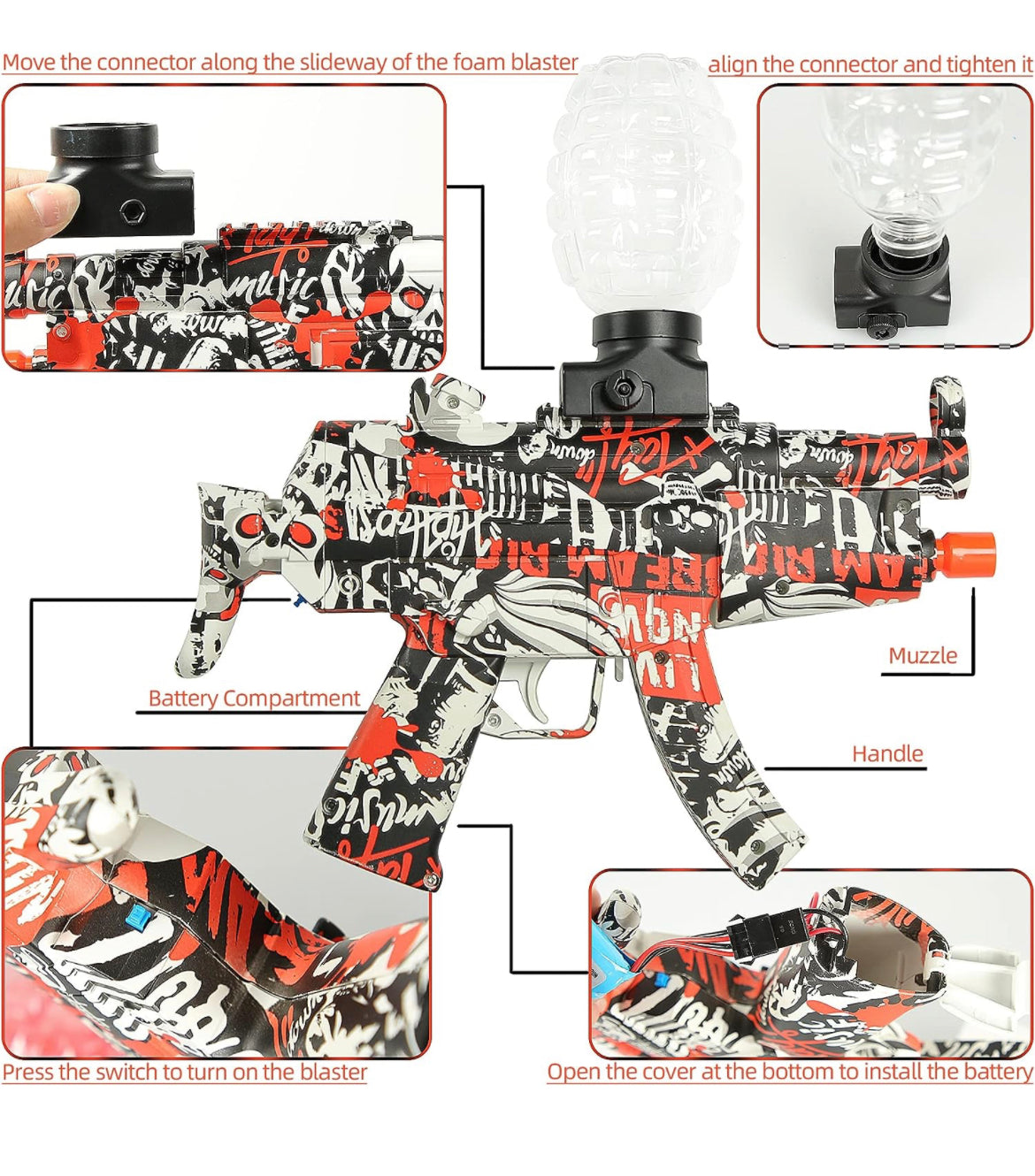 Full speed Automatic jelly blaster gun - + orbeezz Gun - rechargeable jelly shot gun - water bomb