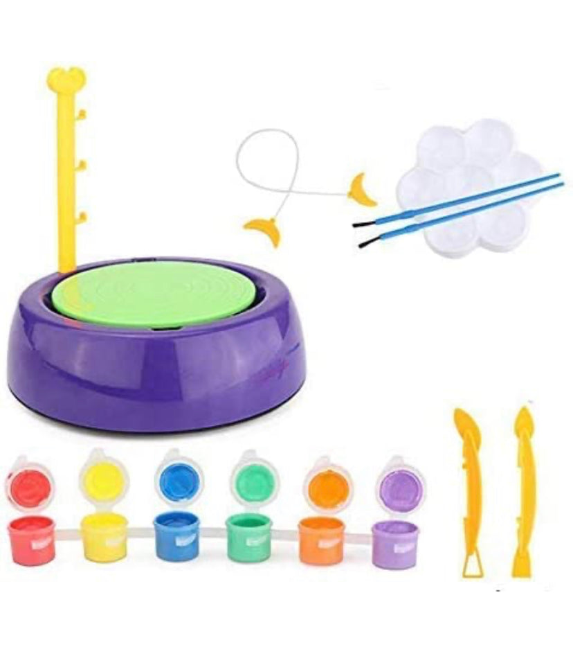 Pottery Wheel Kit for Kids With Clay Pot Making Machine, Colors and Stencils