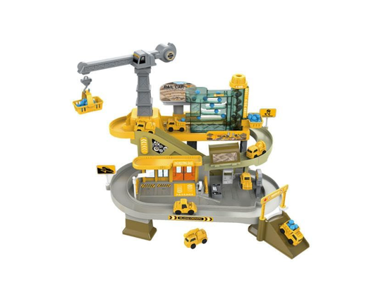 THE METAL WORLD Adventure-Themed Track Toy for Kids 4+ Years, Electric Climbing Car Track with Rotating & Elevating Tower Crane, Car Racing Game for Kids, Construction Toy Track Set for Boys and Girls