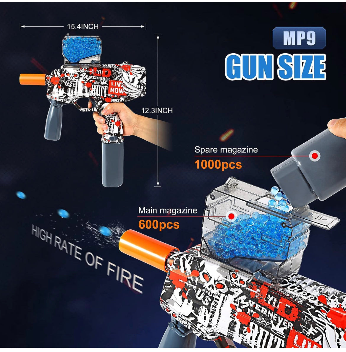 Automatic jellygun Mp9 orbeezz Gun - jelly ahot gun - water bomb