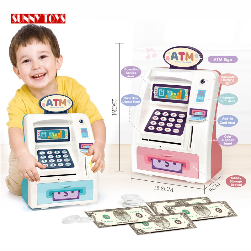 Playmaster Toys Kids atm - Real atm Piggy bank with debit card and finger print