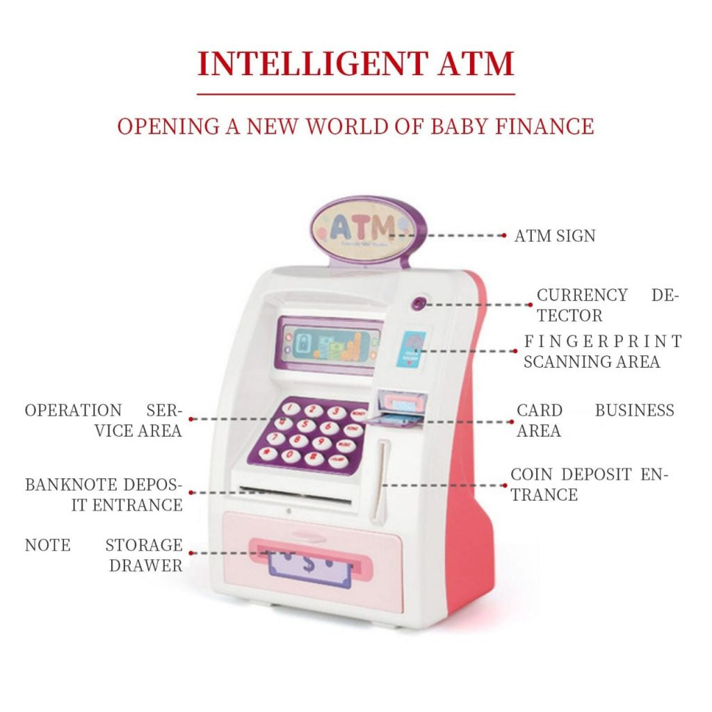 Playmaster Toys Kids atm - Real atm Piggy bank with debit card and finger print