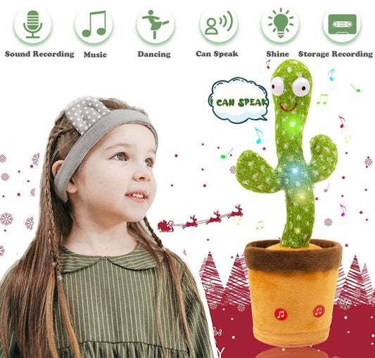 Walking and Dancing Cactus Talking Toy Kids- Records & Repeat